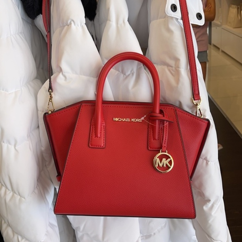 Michael Kors Avril Small Leather Top-Zip Satchel Color Flame